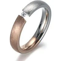 Firetti Fingerring Schmuck Geschenk 4,0 mm, Matt-Glanzoptik, bicolor, mit Zirkonia (synth)