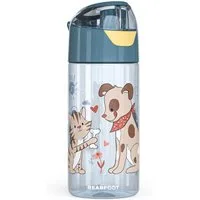 BEARFOOT Trinkflasche Trinkflasche Kinder leichte Wasserflasche - Hund & Katze blau