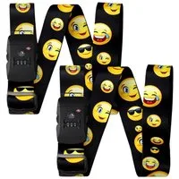 BASI Koffergurt Gepäckgurt Smileys, (Spar-Set, 2-tlg), TSA-Schloss 3-stellig, verstellbar, Länge 200 cm, Breite 5 cm, 2 Stück