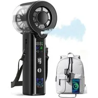 nsihing Handventilator Verbesserter, tragbarer und wiederaufladbarer Sprühnebel-Ventilator, Handventilator mit 4000-mAh-Akku und LED-Anzeige