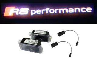Original Audi RS performance LED Einstiegsbeleuchtung Logo Türe Projektor + Adapter SET für viele Audi