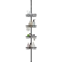 JEOBEST Duschregal Teleskop Duschregal, Duschregal Ecke, Eckregal Badewanne, 304 Edelstahl, Duschablage Ohne Bohren Ecke,Längenverstellbar 65-305cm