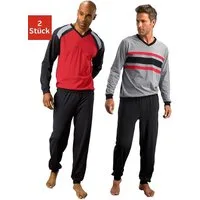le jogger® Pyjama (Packung, 4 tlg., 2 Stück) Schlafanzug in langer Form
