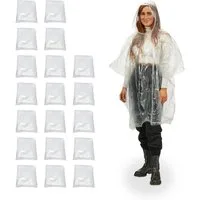 relaxdays Regenponcho Einweg Regenponcho 20er Set transparent