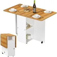 JEOBEST Klapptisch Mobiler Klapptisch, Klappbarer Esstisch mit Offenen Ablagen, Küchentisch Ausziehbar für Kleine Räume 120 x 70 x 78cm