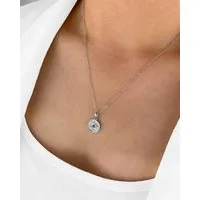 DANIEL CLIFFORD Kette mit Anhänger 'Amina' Damen Halskette Silber 925 Auge Anhänger rund Kristall blau (inkl. Verpackung), Silberkette 45cm, Kristallanhänger allwissendes Auge, Talisman