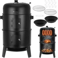 Kaminer Kombigrill Holzkohlegrill 3-in-1 Gartenräucherofen, Spar-Set, Feuerbox, Eingebauten Thermometers und der regulierbaren Luftzirkulation