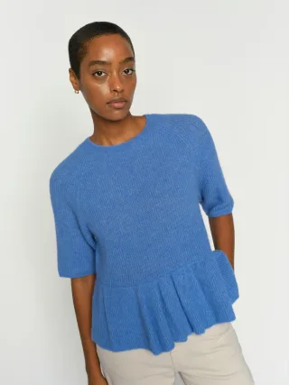 MOS MOSH - MMThora SS O-Neck Frill Knit ultramarine - Gr. - M