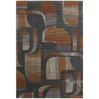 TaraCarpet Teppich Tara Carpet Futuro 70ten, rechteckig, Höhe: 14 mm, Retro Teppich in anthrazit und orange elegant hoch tief 3D 133x195