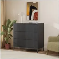 en.casa Kommode, »Nykapin« mit 3 Schubladen 80 x 80 x 40 cm Schwarz