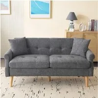 Merax 2-Sitzer Doppelsofa mit dicken Kissen, Holzbeinen und Armlehne, 162x74x77 cm, Polstersofa Sofa aus Chenille-Stoff für Wohnzimmer/Schlafzimmer