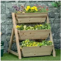Outsunny Hochbeet Pflanzentreppe, Pflanzregal, Pflanzenständer (Blumentreppe, 1 St., Blumenleiter), für Garten, Balkon, Grün