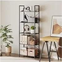 HOMCOM Bücherregal Industrielles Büroregal mit Metallrahmen, offenes Standregal, Standregal mit 5 Ebenen 1-tlg., für Wohnzimmer, Büro, Arbeitszimmer, 60x30x170,5 cm, Schwarz