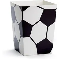 partydeco Dose, Popcorntüten Fußball 7x7x12,5 cm 6er Set schwarz weiß