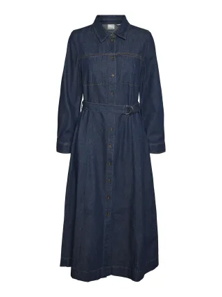 VERO MODA - VMVIO LS REG 7/8 SHIRT DRESS GU3223 Dark Blue Denim - Gr. - S
