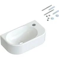 AQUABATOS Waschbecken Aufsatzwaschbecken mit/ohne Hahnloch rund oval eckig 30 40 50 60cm (Handwaschbecken Gäste wc Waschbecken klein Wandmontage ohne Unterschrank modern, mit ohne Überlauf wählbar,Ultradünner Rand), verschiedene Montagemöglichkeiten