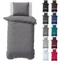 Visaggio Bettwäsche Baumwolle Uni Bettbezug Set Einfarbig 135x200, 155x220, Renforcé, 2 teilig, 100% Baumwolle mit Reißverschluss, moderne Bettbezug Set