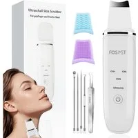 FOSMET Porenreiniger Ultraschall Skin Scrubber, mit 4 Modi, Face Spatula Mitesserentferner, Ultraschall Gesichtspeelinggerät – sanfte Reinigung & Porenpflege, Gesichtswaschspatel zur porentiefen Reinigung und Hautpflege