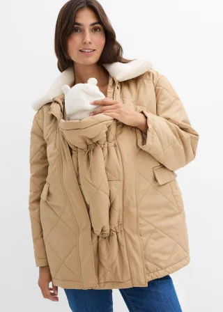bonprix 6-in-1 Umstands-und Tragejacke mit herausnehmbarer Weste, beige, Gr.38, Übergangsjacke für die Schwangerschaft und danach