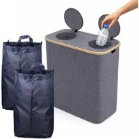 relaxdays Flaschensammler Pfandflaschen-Sammelbehälter 2 Fächer, grau, 140 L für 60 Pfandflaschen