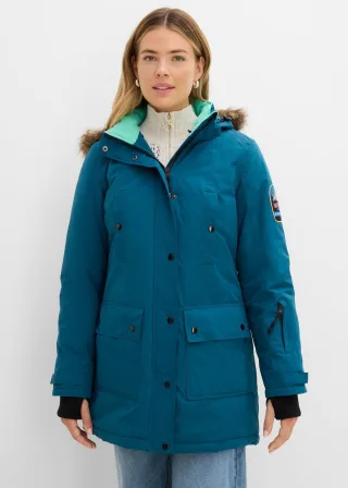 bonprix wasserdichte Funktions-Outdoor-Longjacke mit Kapuze, petrol, Gr.48, Praktische Regenjacke mit abnehmbarer Kapuze für Outdoor-Aktivitäten