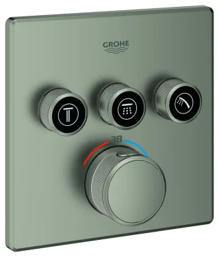 GROHE Thermostat Grohtherm SmartControl 29126 eckig 3 ASV satin steel, 29126MS0 29126MS0