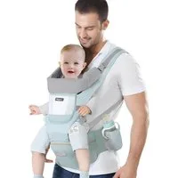 Athlix Bauchtrage Babytrage mit abnehmbarem Hüftsitz atmungsaktiv Komfort, 3-36 Monate, 3-20 kg, Atmungsaktive reine Baumwolle, Komforttrage