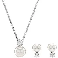 Swarovski Ohrring und Ketten Set Schmuckset Multipack Schmuck Geschenk Matrix (Set, 3-tlg), mit Swarovski® Kristallen, mit Swarovski® Perle