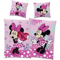 BERONAGE Kinderbettwäsche Minnie Mouse Herz Bettwäsche Biber / Flanell, Baumwolle, 2 teilig, 135x200 + 80x80 cm