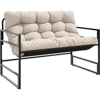 vidaXL Gartenbank Gartenbank mit Kissen Taupe 113 cm Stahl (1-St)