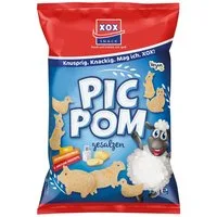 XOX Knabberei, XOX Pic Pom Salz knuspriger Kartoffelsnack mit feiner Salznote 75g