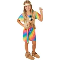 dressforfun Hippie-Kostüm Mädchenkostüm Blumenkind, Farbenfrohes Kleid