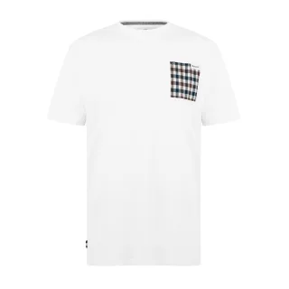 Aquascutum Herren Karo Brusttaschen Aktives T-Shirt (Optisches Weiß)