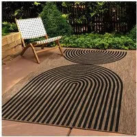TaraCarpet Teppich Tara Carpet Columbia-Fashion Wave In & Outdoor auch für die Küche, rechteckig, Höhe: 5 mm, Balkon Terrasse Wintergarten natur schwarz Esszimmer 80x150