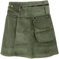 Guru-Shop Minirock Wickelrock, Cord Minirock - olivgrün alternative Bekleidung
