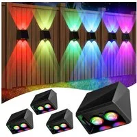 Quntis LED Solarleuchte 2/4/8 Stück Solarleuchte Warmweiß/Bunt, Gartenleuchten für außen, Außenbeleuchtung, LED wechselbar, RGBW /Warmweiß, Kaltweiß, Neutralweiß, Solar Wandleuchte mit 13 Beleuchtungsmodi – Oben und Unten beleuchtet