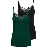 ONLY Spitzentop ONLKIRA – Doppelpack mit Spitzendetail für feminine Looks (2er-Pack) figurbetont, modisch, Jersey, Baumwolle, V-Ausschnitt