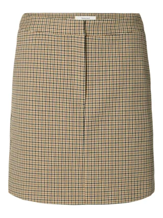 selected men - Karierter Minirock braun - Gr. - 38