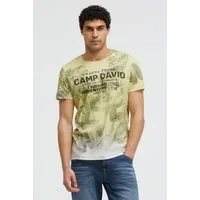 CAMP DAVID Rundhalsshirt mit offener Kante am Ausschnitt