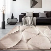 SIMPEX24 Designteppich Ombre Design, Läufer, Höhe: 12 mm, Modern Kurzflor Teppich Wohnzimmer Wellen Holz Optik Verschidene Größe