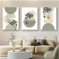 LuxusKollektion Leinwandbild Poster 3teilig Boho Grüne Pflanze Wandbilder 40x50cm B 40x50cm