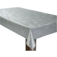laro Tischdecke Wachstuchtischdecke Vintage Blumen Silber PVC Eckig