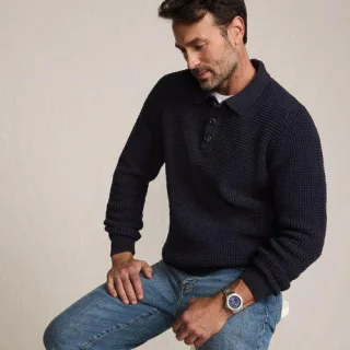 Chenille-Pullover mit Polokragen, Herren,  Rot, Wolle/Polyester/Nylon, by Lands' End