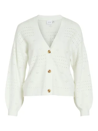 VILA - VIRIL V-NECK L/S KNIT CARDIGAN - NOOS white alyssum - Gr. - L