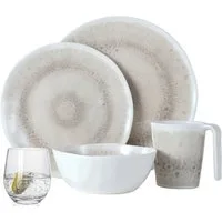 Moritz Geschirr-Set Camping Geschirr 4 Personen Amboss 16 Teilig + 4 Tiamo Wassergläser