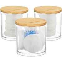 relaxdays Wattestäbchenspender Wattestäbchen Aufbewahrung 3er Set, Farbmix 1