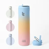 BOTTLE BOTTLE Trinkflasche Isolierte Edelstahl Trinkflasche 750 ml mit Strohhalm, Deckel & Griff, Auslaufsicher, Doppelwandig, für Sport, Reisen & Fitness
