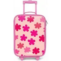 NoBoringSuitcases.com© Kinderkoffer Rosa - mit leuchtende Räder - Rosa Blumen, 2 Rollen, Handgepäck-Koffer, Kinderkoffer, Reisekoffer Mädchen