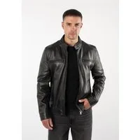 Mauritius Lederjacke MMBlaco (mauritiusHerren26) im Biker-Stil mit Stehkragen und Drucker