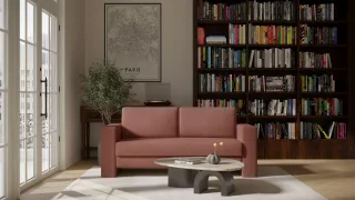 BRUNO Schlafsofa 160cm in Hazelnut Rot Braun | Kubus | stabiles Massivholz & Boxspringkomfort